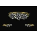 18ct Gold - Excellent 3 Stone Diamond Set Ring, Illusion Set. Full Hallmark to Interior of Shank.