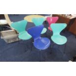 Collection of Five Genuine Fritz Hanson Chairs, labels to base,