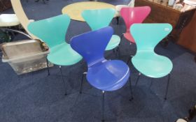 Collection of Five Genuine Fritz Hanson Chairs, labels to base,