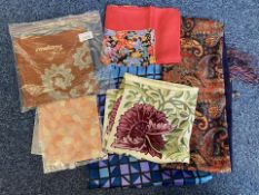 Four Liberty of London Vintage Silk Scarves, comprising unusual square blue and black checked,