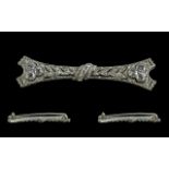 Antique Period - Attractive Platinum Diamond Set Brooch of Pleasing Proportions.