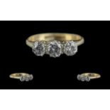 Ladies - Pleasing 18ct Gold 3 Stone Diamond Set Ring. Marked 18ct to Interior of Shank.