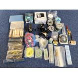 Angling Interest - Box of Lines & Weights, Spinners, Hooks and Bubble Floats.