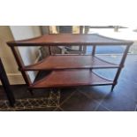Ethan Allen - High Quality Solid Mahogany 3 Tier Console with Woven Shelves by Ethan Allen -