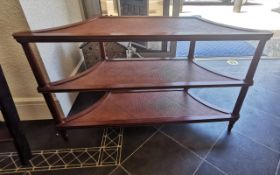 Ethan Allen - High Quality Solid Mahogany 3 Tier Console with Woven Shelves by Ethan Allen -