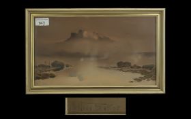 Arthur Suker ( British 1857 - 1902 ) An Atmospheric View of St Michaels Mount - Cornwall.