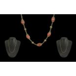 Ladies Attractive 9ct Gold Beaded Necklace. Marked 9ct. c.1920's. Weight 5,6 grams.