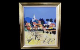 John Michael Saville Oil on Board ' Bonnieux Provence'.