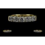 18ct Gold - Attractive 5 Stone Diamond Set Ring. Full Hallmark to Shank.