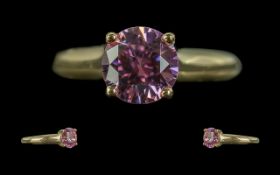 Ladies - 18ct Gold Superb Quality Single Stone Pink Tourmaline Set Ring.