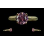 Ladies - 18ct Gold Superb Quality Single Stone Pink Tourmaline Set Ring.