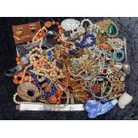 A Collection of Vintage Costume Jewellery to include statement necklaces, beads , bangles,