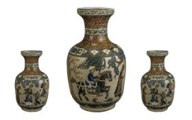 Middle Eastern Large and Impressive Hand Painted Vase decorated throughout with village scene of