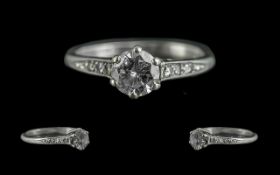 Ladies Platinum Diamond Set Dress Ring. Marked Platinum to Interior of Shank.