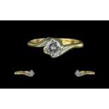 Ladies 18ct Gold - Excellent Quality Single Stone Diamond Set Ring of Contemporary Design. Full