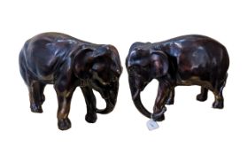 Pair of Large Ebony Elephant Figures, each measures 12" x 14" approx.