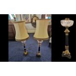 Pair of Table Lamps, candlestick style,