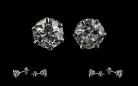 A Fine Pair of 18ct White Gold Stud Earrings. Marked 18ct.