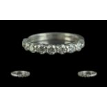 Platinum Superb Quality 7 Stone Diamond Set Ring. Marked Platinum 950 to Interior of Shank.