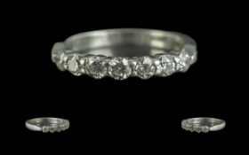 Platinum Superb Quality 7 Stone Diamond Set Ring. Marked Platinum 950 to Interior of Shank.