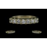 18ct White Gold - Pleasing 7 Stone Diamond Set Ring. Full Hallmark to Interior of Shank. The Round