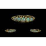 Antique Period - Attractive 18ct Gold 5 Stone Opal Set Ring, Gallery Setting.
