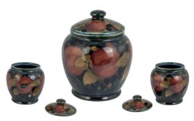 Moorcroft Lidded Vase, Circular Design, Stamped Moorcroft to Base, Pomegranates Design.