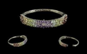 Amethyst, Blue Topaz, Peridot, Citrine and Red Garnet Bangle, 12cts of the beautiful,