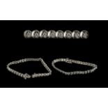 9ct White Gold Diamond Set Line Bracelet - Full Hallmark For 9ct (375) Diamond Weight 1.