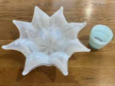 Large White Opaque Star Shaped Bowl, me