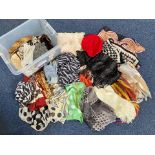 Box of Assorted Vintage Ladies Scarves,