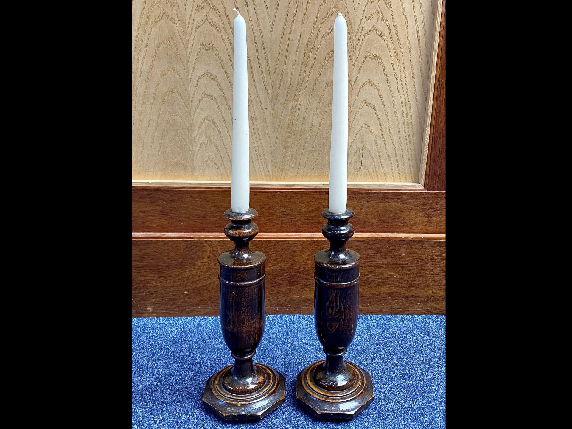 Pair of Early 20th Century Wooden Candle