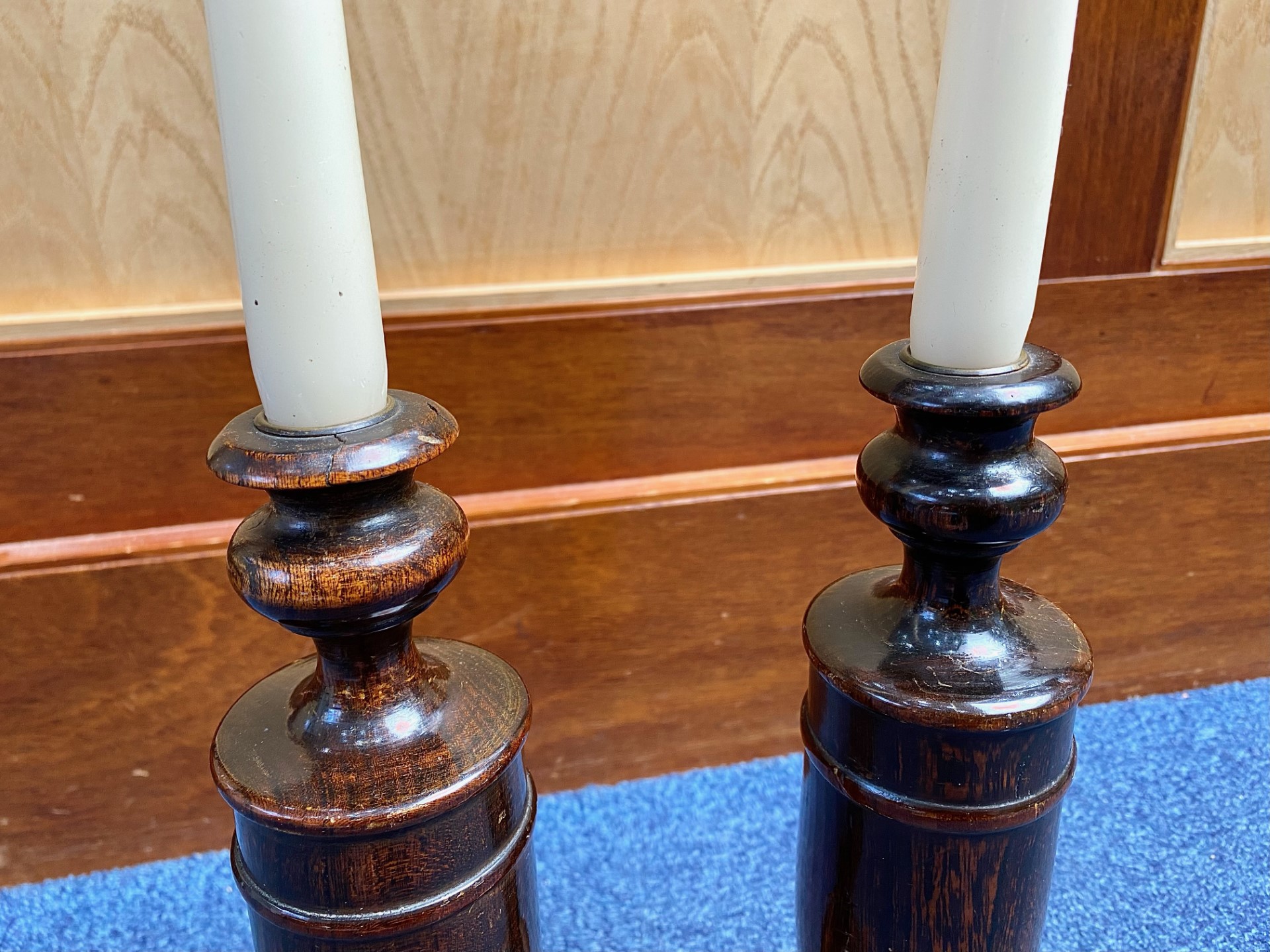 Pair of Early 20th Century Wooden Candle - Image 2 of 3