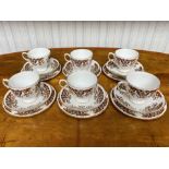 Colclough Tea Set of Six Trios of Cups, Saucers and Side Plates. Pattern No. 8525.
