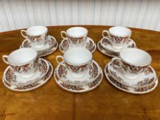 Colclough Tea Set of Six Trios of Cups, Saucers and Side Plates. Pattern No. 8525.