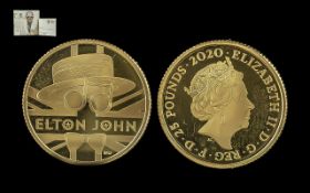 Royal Mint Elton John 2020 United Kingdom Proof Struck Ltd Edition 24ct Gold Coin. Issued 1000 Coins
