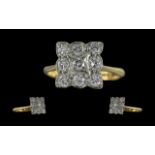 18ct White Gold 9 Stone Diamond Set Ring, exclusive design and form. Full hallmark Birmingham