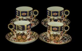 Royal Crown Derby Four Cups & Saucers, pattern No. 2614, 'Imari' pattern.