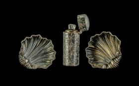 Pair of Small Edwardian Silver Shaped Shell Table Salts, Birmingham, together with a ladies engraved