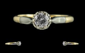 18ct Gold Good Quality Single Stone Diamond Set Ring, marked 18ct to shank. The round brilliant