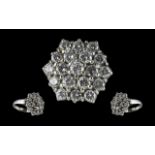 Ladies 18ct White Gold Diamond Set Cluster Ring. Full Hallmark to Shank. The Round Brilliant Cut