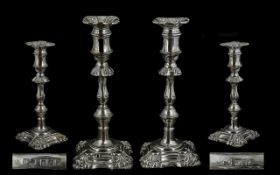 Elizabeth II Pair of Sterling Silver Cast Candlesticks with Loaded Bases, Cast In the Form of a