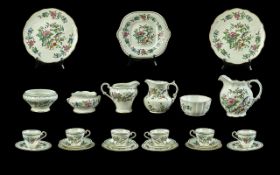 Aynsley Fine English Bone China 25 Piece Part Tea Service 'Pembroke' Design, comprises 2 sandwich