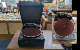 An Antique Wind Up Gramaphone, in fitted case.