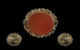 Victorian Period - Pleasing Large and Impressive Oval Shaped Bloodstone Set In a 9ct Gold Mount,