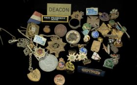 Collection of Military Badges etc. Good Mixed Lot of Military Cap Badges and Others, Watch Chain and