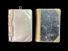 Antique White Metal Vesta Case/Stamp Holder, in the form of a book, with miniature Club TGK mouth