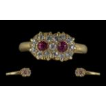 Antique Period Ladies Superb Quality & Exquisite 18ct Gold Ruby & Diamond Set Dress Ring. Marked