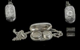 Late Victorian Period Sterling Silver Double Sovereign Holder, Spring Action / Hinged with