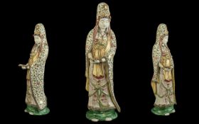 Large Japanese Earthenware Figure Depicting Guanyin or Kannon, Late19th early 20thC, The female